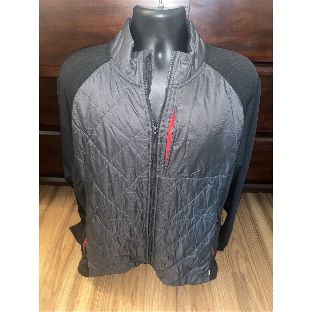 Smartwool Men's XXL Full Zip Quilted Wool Jacket Stand-Up Collar Black/Gray